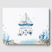 Nautical Blue Boat Ahoy Es ist ein Baby-Duschgel Gästebuch (Rückseite)