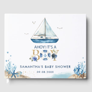 Nautical Blue Boat Ahoy Es ist ein Baby-Duschgel Gästebuch