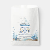 Nautical Blue Boat Ahoy Es ist eine Baby-Dusche Geschenktütchen (Vorderseite)