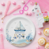 Nautical Blue Boat Ahoy Es ist eine Baby-Dusche Pappteller (Party)