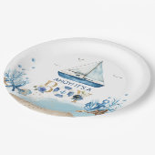Nautical Blue Boat Ahoy Es ist eine Baby-Dusche Pappteller (Schrägansicht)