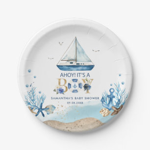 Nautical Blue Boat Ahoy Es ist eine Baby-Dusche Pappteller