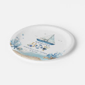Nautical Blue Boat Ahoy Es ist eine Baby-Dusche Pappteller (Schrägansicht)
