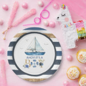 Nautical Blue Boat Ahoy Es ist eine Baby-Dusche Pappteller (Party)