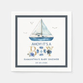 Nautical Blue Boat Ahoy Es ist eine Baby-Dusche Serviette (Vorderseite)