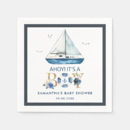 Nautical Blue Boat Ahoy Es ist eine Baby-Dusche Serviette