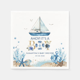 Nautical Blue Boat Ahoy Es ist eine Baby-Dusche Serviette