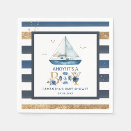Nautical Blue Boat Ahoy Es ist eine Baby-Dusche Serviette