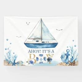 Nautical Blue Boat Boy Baby Shower Ahoy Es ist ein Banner