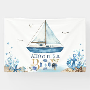 Nautical Blue Boat Boy Baby Shower Ahoy Es ist ein Banner
