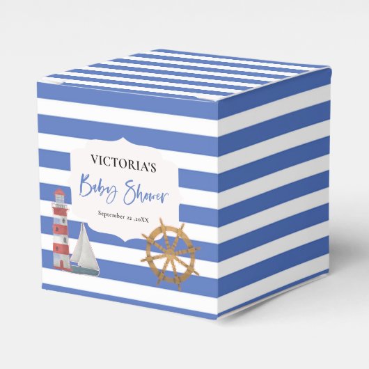 Nautical Blue Boy Baby Dusche Gefälligkeitsboxen Geschenkschachtel (Vorderseite)