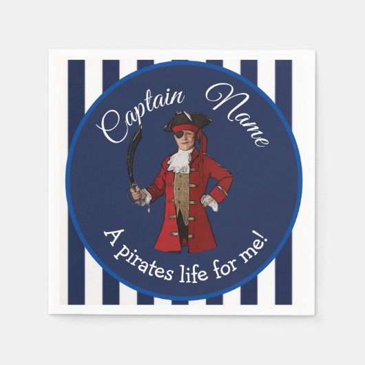 Nautical Blue Boy Pirate Serviette (Vorderseite)