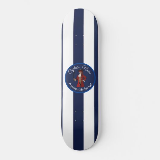 Nautical Blue Boy Pirate Skateboard (Vorderseite)