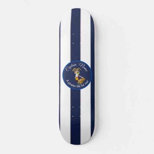 Nautical Blue Boy Pirate Skateboard (Vorderseite)