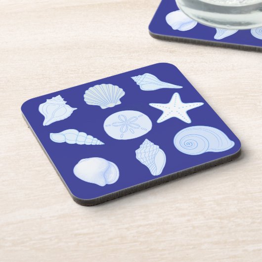 nautical blue coasters with seashells getränkeuntersetzer (Linke Seite)