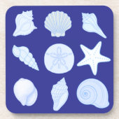 nautical blue coasters with seashells getränkeuntersetzer (Vorderseite)