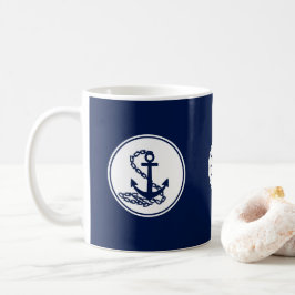 Nautical Blue Coffee Tasse, Anker- und Schiffsrad Kaffeetasse