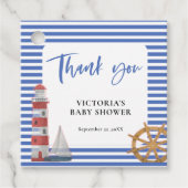 Nautical Blue Danke Baby Dusche Geschenkanhänger (Vorderseite)