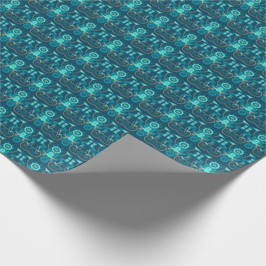Nautical Blue Design Geschenkpapier (Ecke)