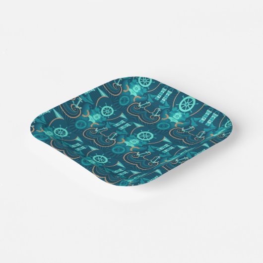 Nautical Blue Design Pappteller (Gewinkelt)