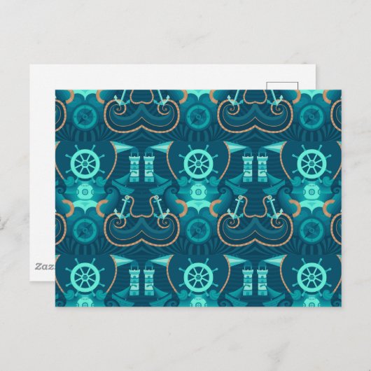Nautical Blue Design Postkarte (Vorne/Hinten)