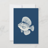 Nautical Blue Fish Stilvolle Hochzeit des modernen RSVP Karte (Rückseite)