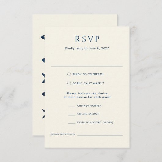 Nautical Blue Fish Stilvolle Hochzeit des modernen RSVP Karte (Vorne/Hinten)