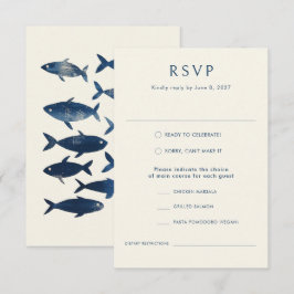 Nautical Blue Fish Stilvolle Hochzeit des modernen RSVP Karte