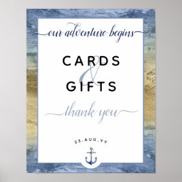 #Nautical Blue & Gold Cards & Gifts #Wedding Poster