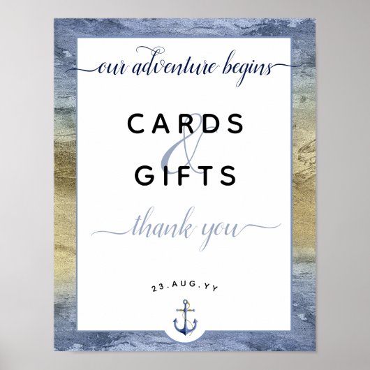 #Nautical Blue & Gold Cards & Gifts #Wedding Poster (Vorne)