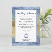 #Nautical Blue & Gold Event / Florida Wedding Einladung (Stehend Vorderseite)