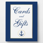 Nautical Blue Gold Hochzeitkarten Geschenke Fotoplatte (Vorderseite)