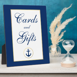 Nautical Blue Gold Hochzeitkarten Geschenke Fotoplatte
