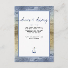 #Nautical Blue & Gold Watercolor #Wedding Details Begleitkarte