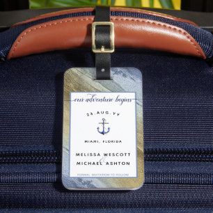 #Nautical Blue & Gold #Wedding Datum speichern Gepäckanhänger