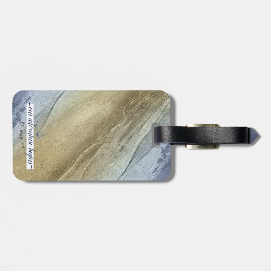 #Nautical Blue & Gold #Wedding Datum speichern Gepäckanhänger (Rückseite horizontal)