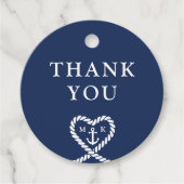 Nautical Blue Heart Monogram Wedding Vielen Dank Geschenkanhänger (Vorderseite)