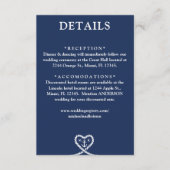 Nautical Blue Heart Rope Monogram Wedding Details Begleitkarte (Vorderseite)