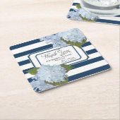 Nautical Blue Hydrangea Weiße Streifen Blumenart Rechteckiger Pappuntersetzer (angewinkelt)