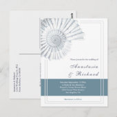 Nautical Blue Muschel Budget Hochzeit Einladung Postkarte (Vorne/Hinten)
