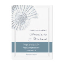 Nautical Blue Muschel Budget Hochzeit Einladung