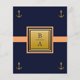 Nautical Blue Orange Budget Einladung zur Hochzeit Flyer