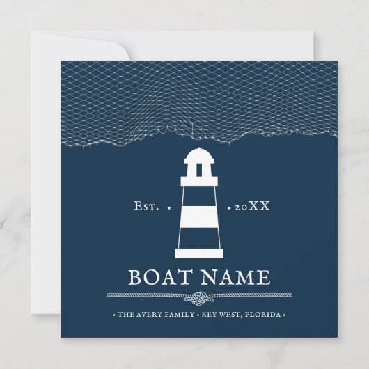 Nautical Blue Personalisiert Leuchtturm Name des S (Vorderseite)