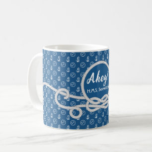 "Nautical Blue" Personalisierte Captain's Coffee T Kaffeetasse