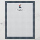 Nautical Blue, Red, Creme Sailboat Custom Briefkopf (Vorderseite)