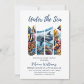 Nautical Blue Reef unter der Sea Baby Dusche Einladung (Vorderseite)