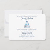 Nautical Blue Sailboat Birthday QR Code RSVP Karte (Vorderseite)