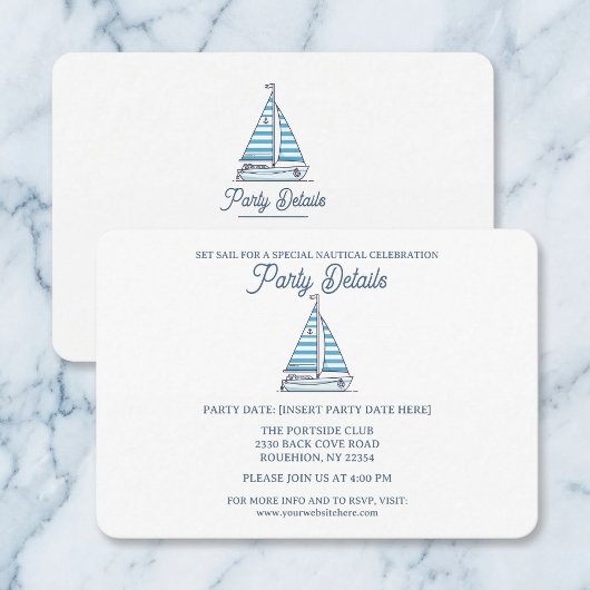 Nautical Blue Sailboat Birthday QR Code RSVP Karte