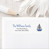 Nautical Blue Sailboat Cute Return Address (Insitu)