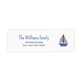 Nautical Blue Sailboat Cute Return Address